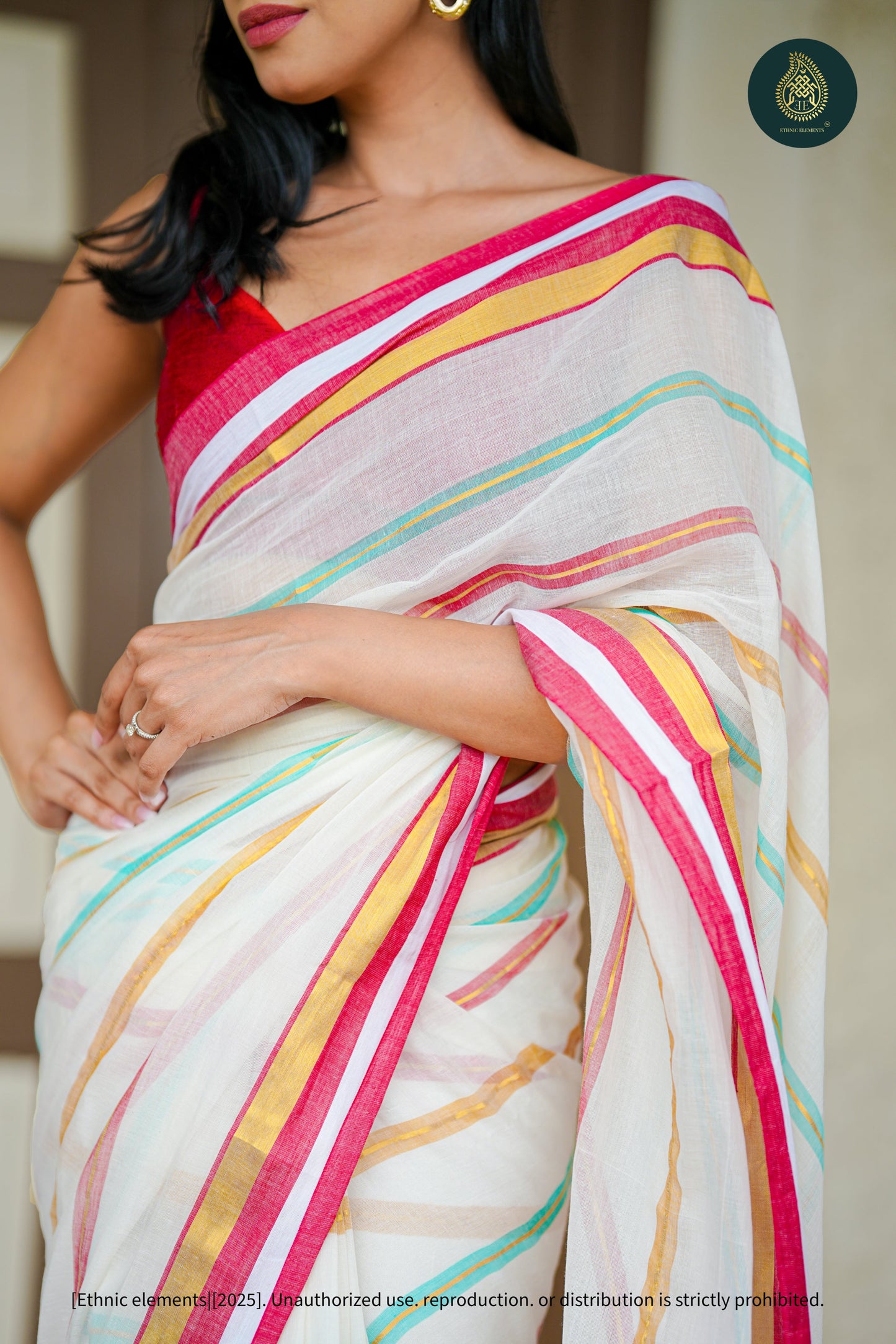 Mul Cotton Saree Zari Stripped - Rangrekha