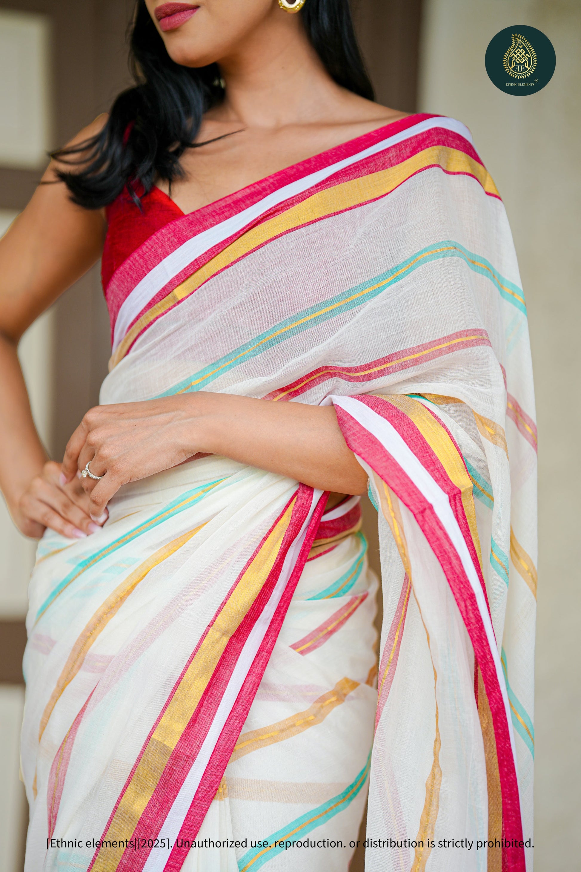 Mul Cotton Saree Zari Stripped - Rangrekha
