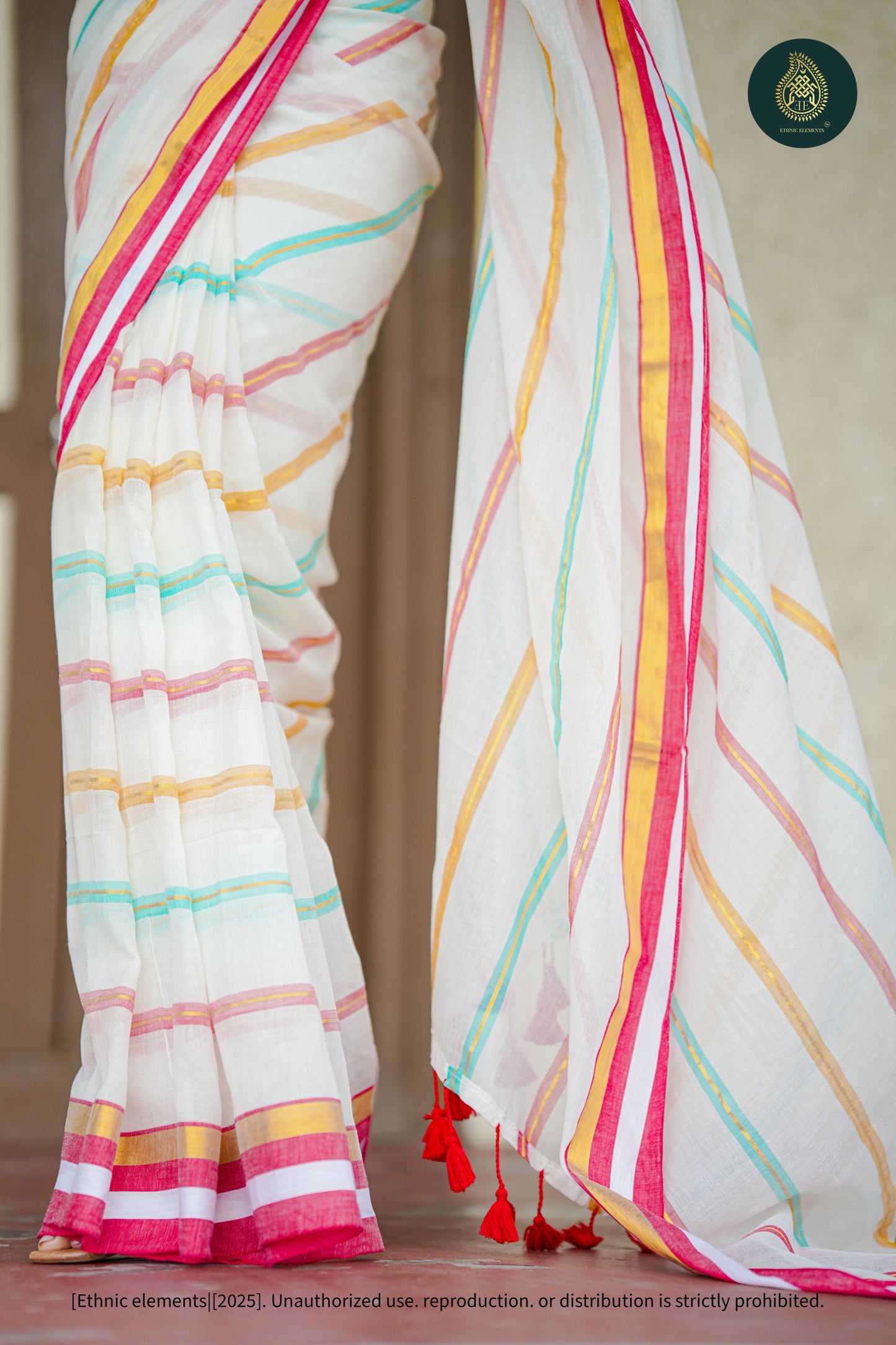 Mul Cotton Saree Zari Stripped - Rangrekha