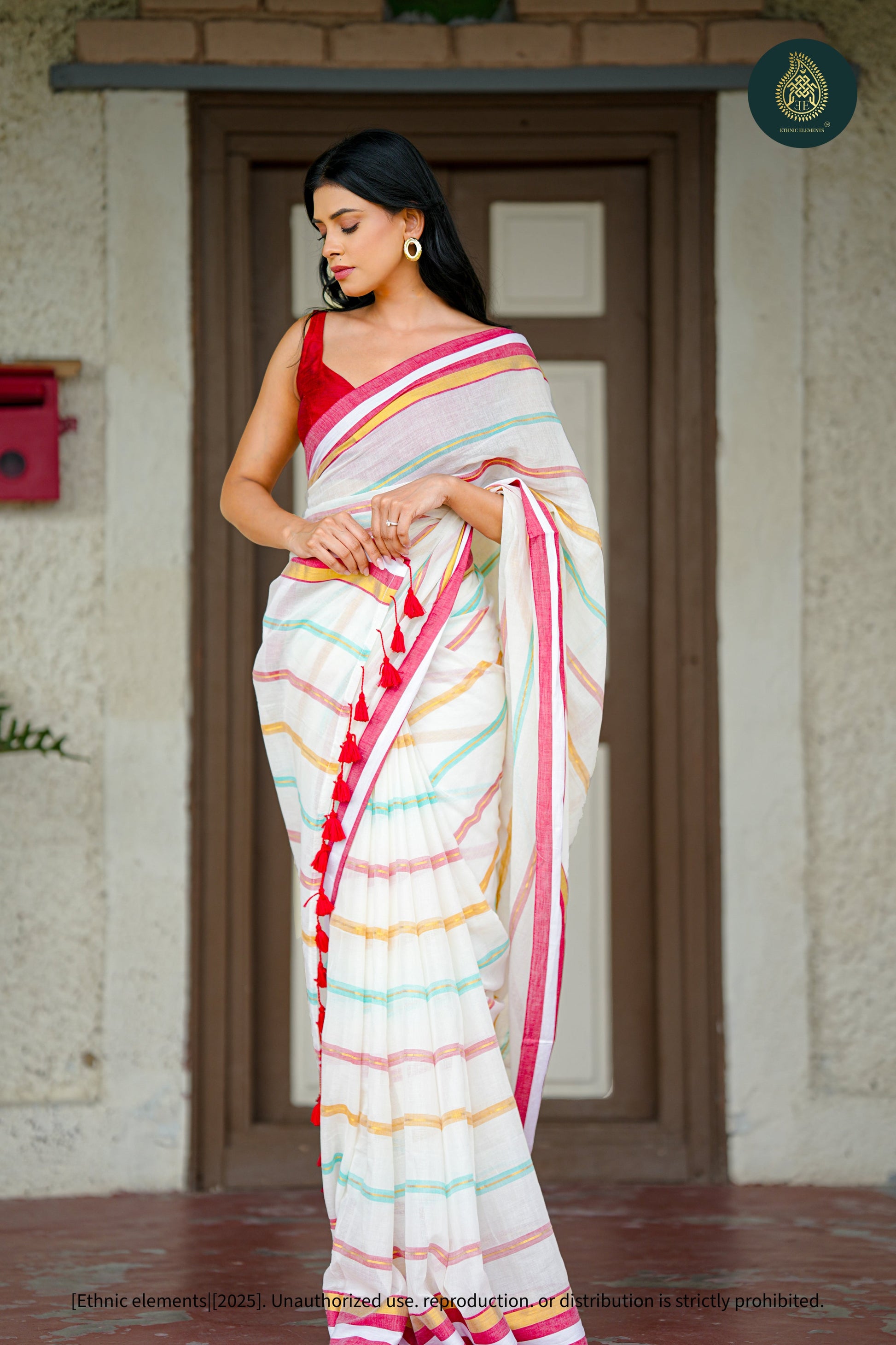 Mul Cotton Saree Zari Stripped - Rangrekha