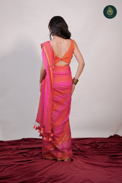Mul Cotton Saree Gulabi Glow