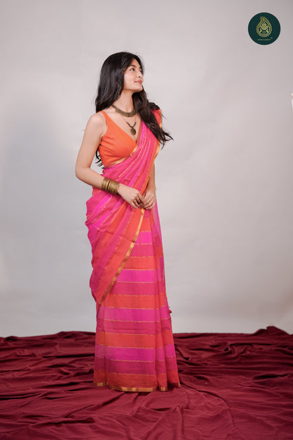 Mul Cotton Saree Gulabi Glow