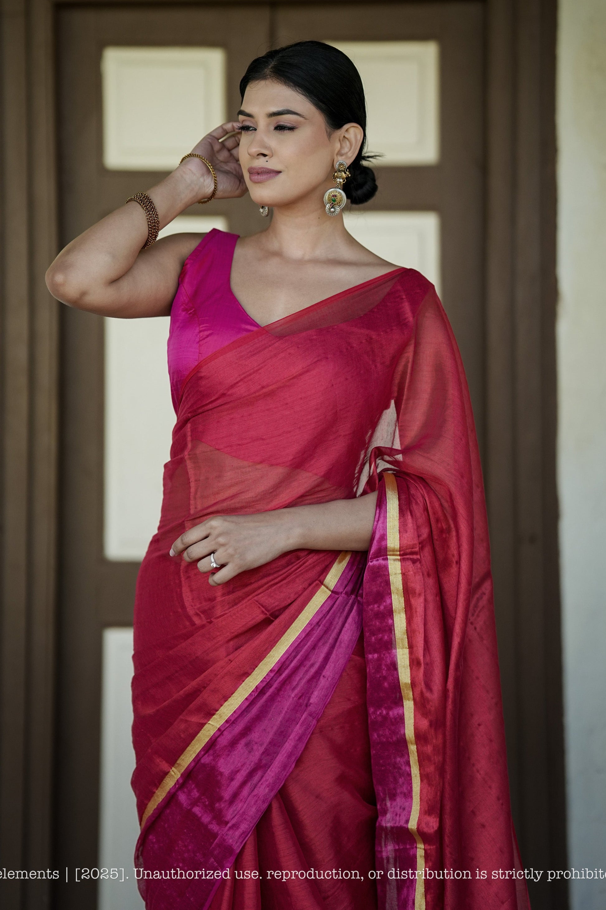 Mul Cotton Saree With Tissue - Blush Royale