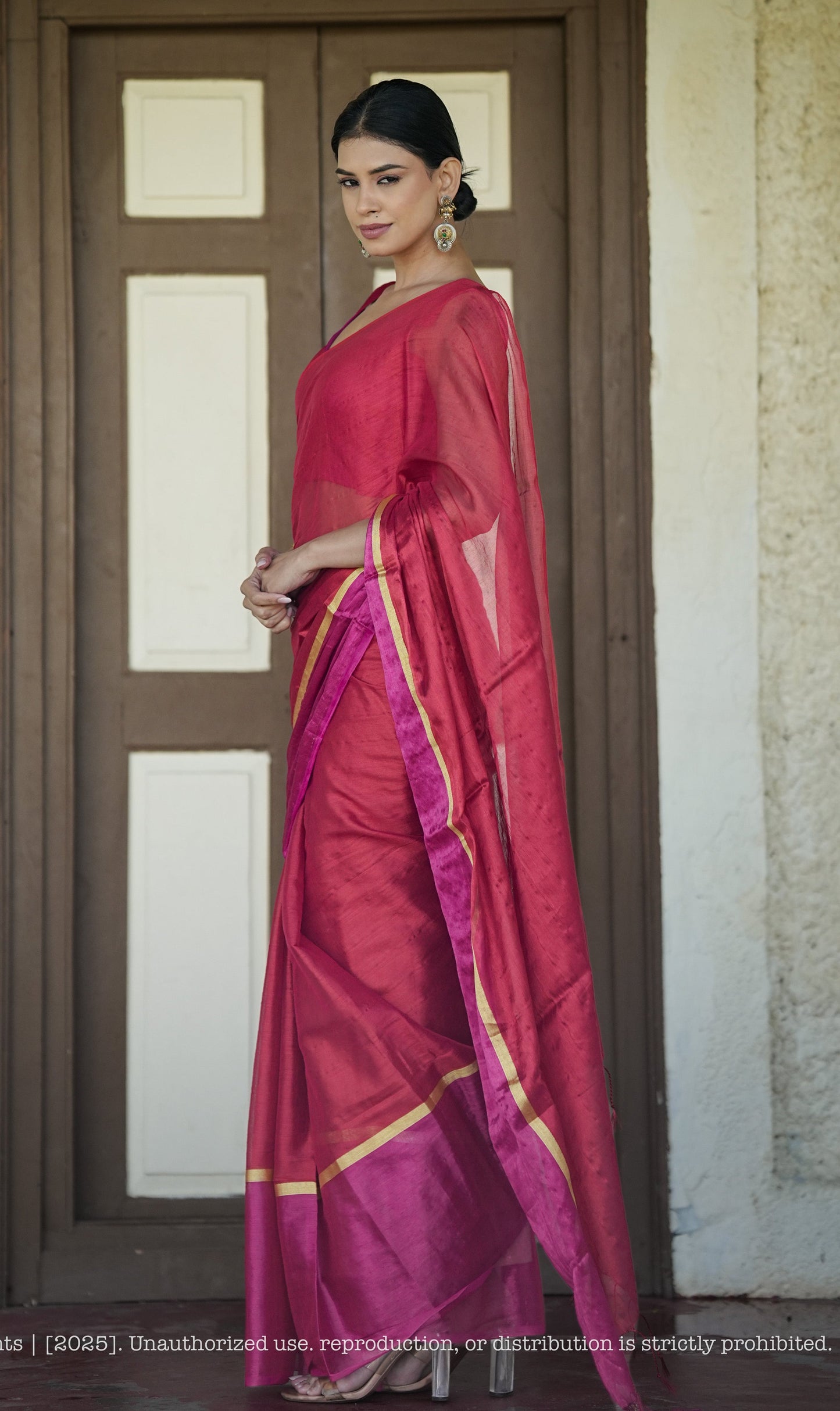 Mul Cotton Saree With Tissue - Blush Royale