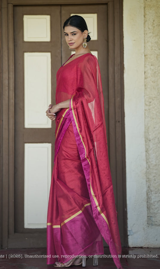 Mul Cotton Saree With Tissue - Blush Royale