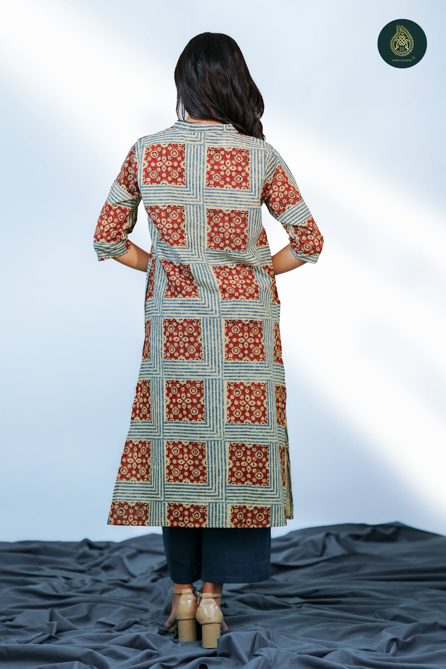 Ajrakh Shatranji - Ajrakh Handblock Cotton Stitched 2Pc Suit Set