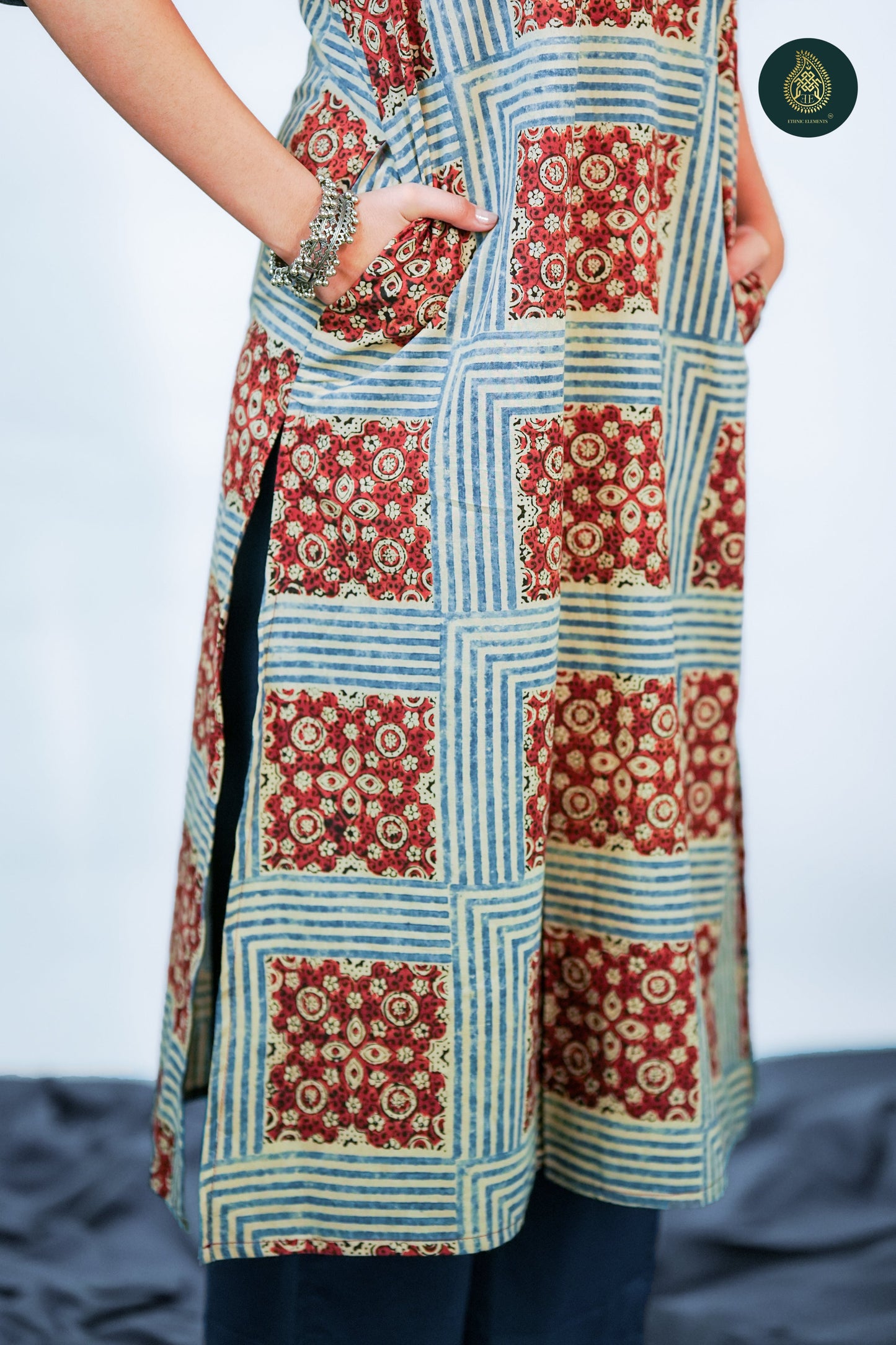 Ajrakh Shatranji - Ajrakh Handblock Cotton Stitched 2Pc Suit Set