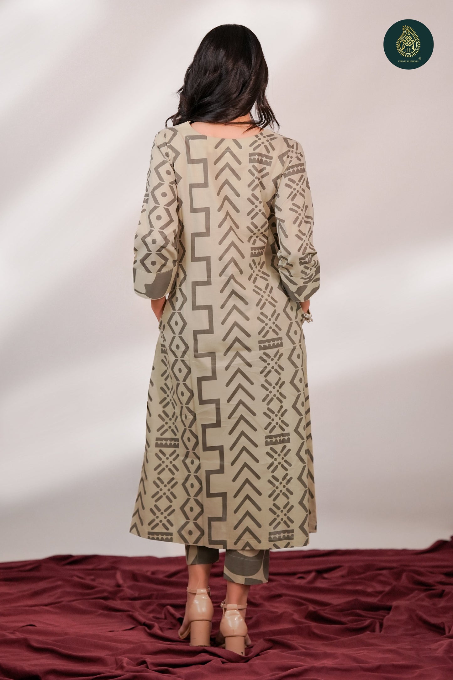 Geomat - Abstract Printed Cotton 2Pc Stitched Suit Set