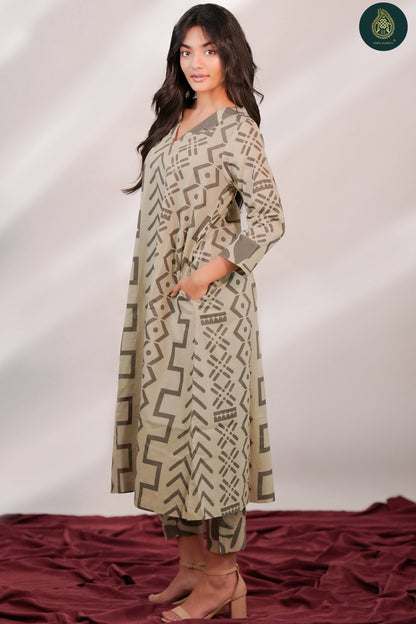 Geomat - Abstract Printed Cotton 2Pc Stitched Suit Set