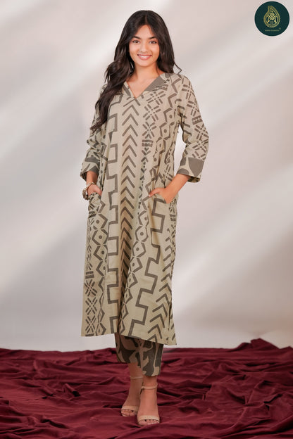 Geomat - Abstract Printed Cotton 2Pc Stitched Suit Set