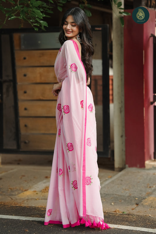 Roseday Embroidered Mul Cotton Saree