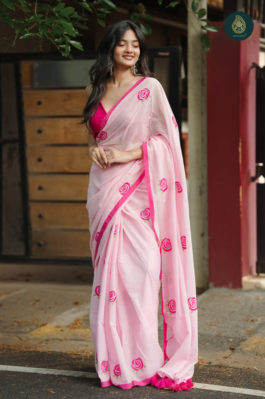 Roseday Embroidered Mul Cotton Saree
