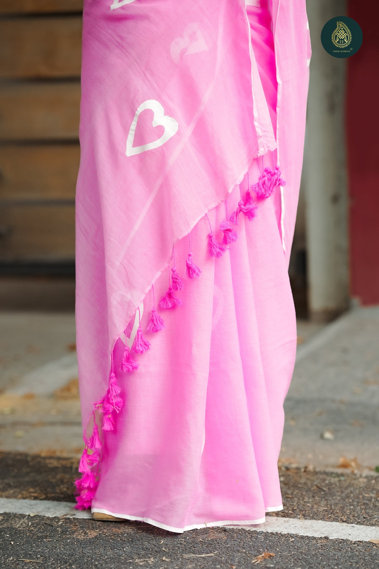 Valentine Blushy Handpainted Mul Cotton Saree