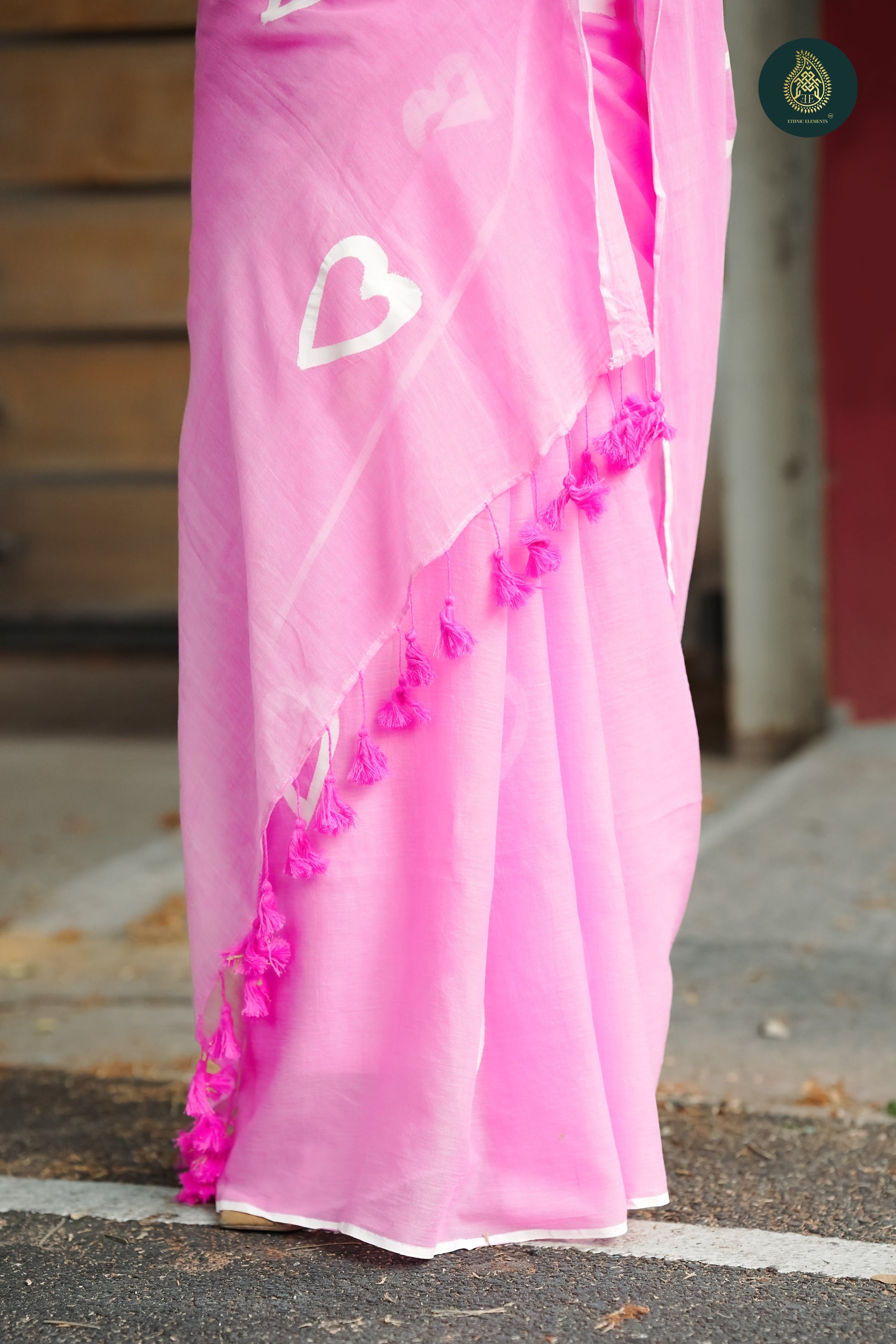Valentine Blushy Handpainted Mul Cotton Saree