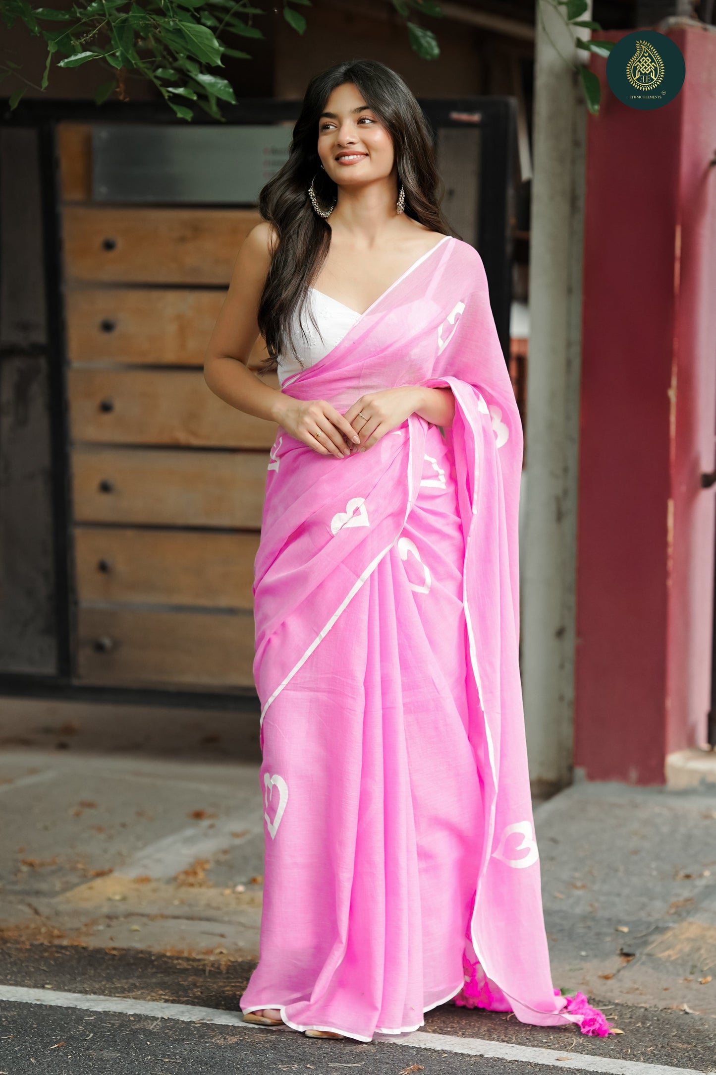 Valentine Blushy Handpainted Mul Cotton Saree