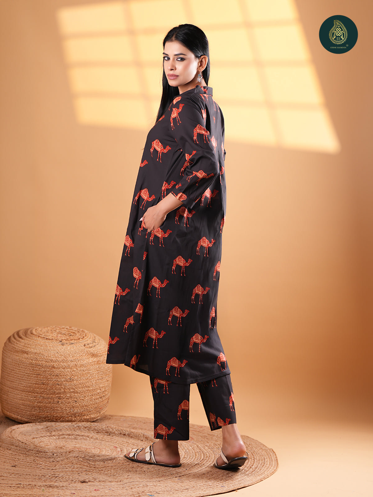 Chic Camel Print - Cotton Stitched 2Pc Suit Set