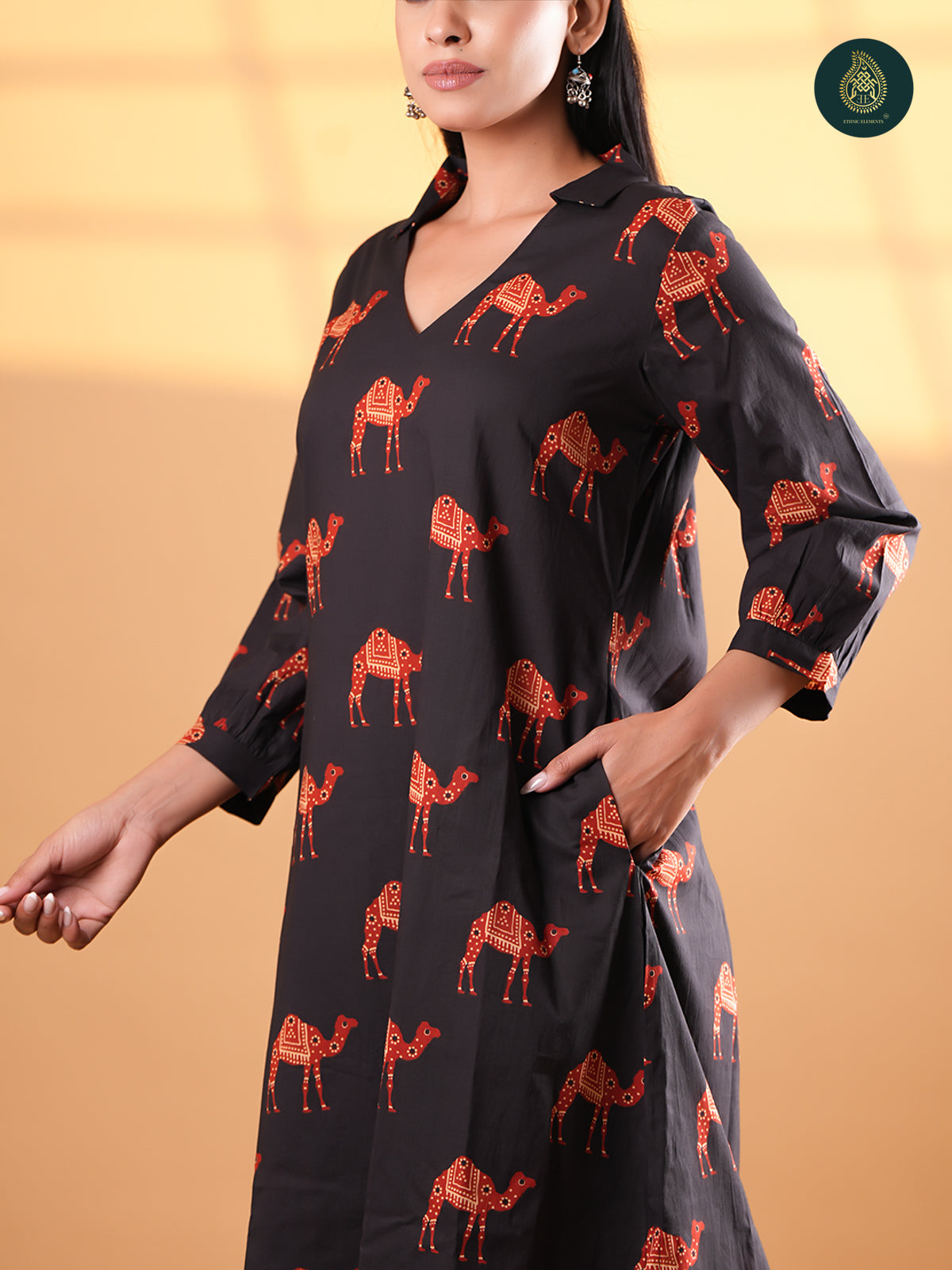 Chic Camel Print - Cotton Stitched 2Pc Suit Set