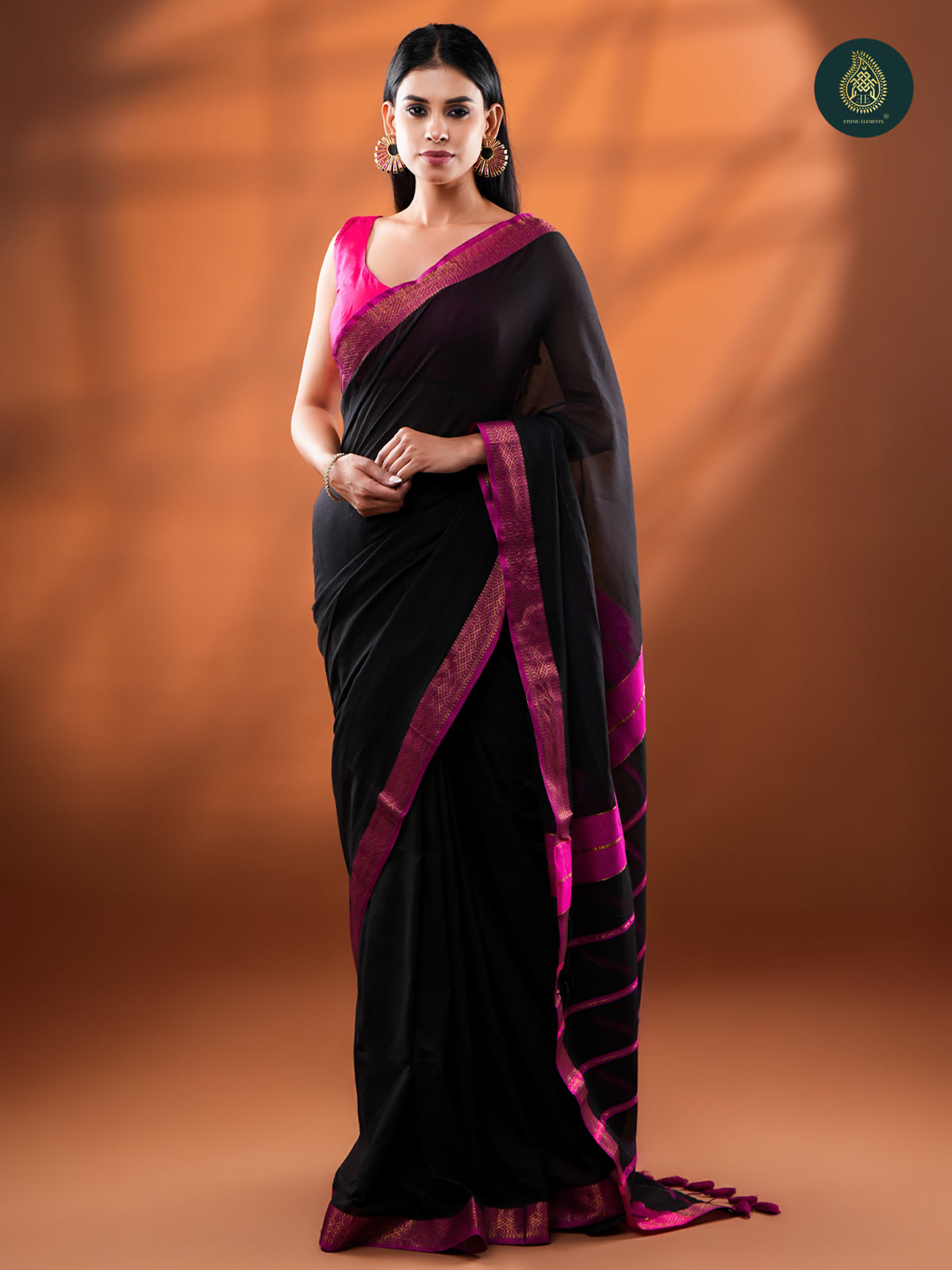 Midnight Raven - Mul Cotton Saree