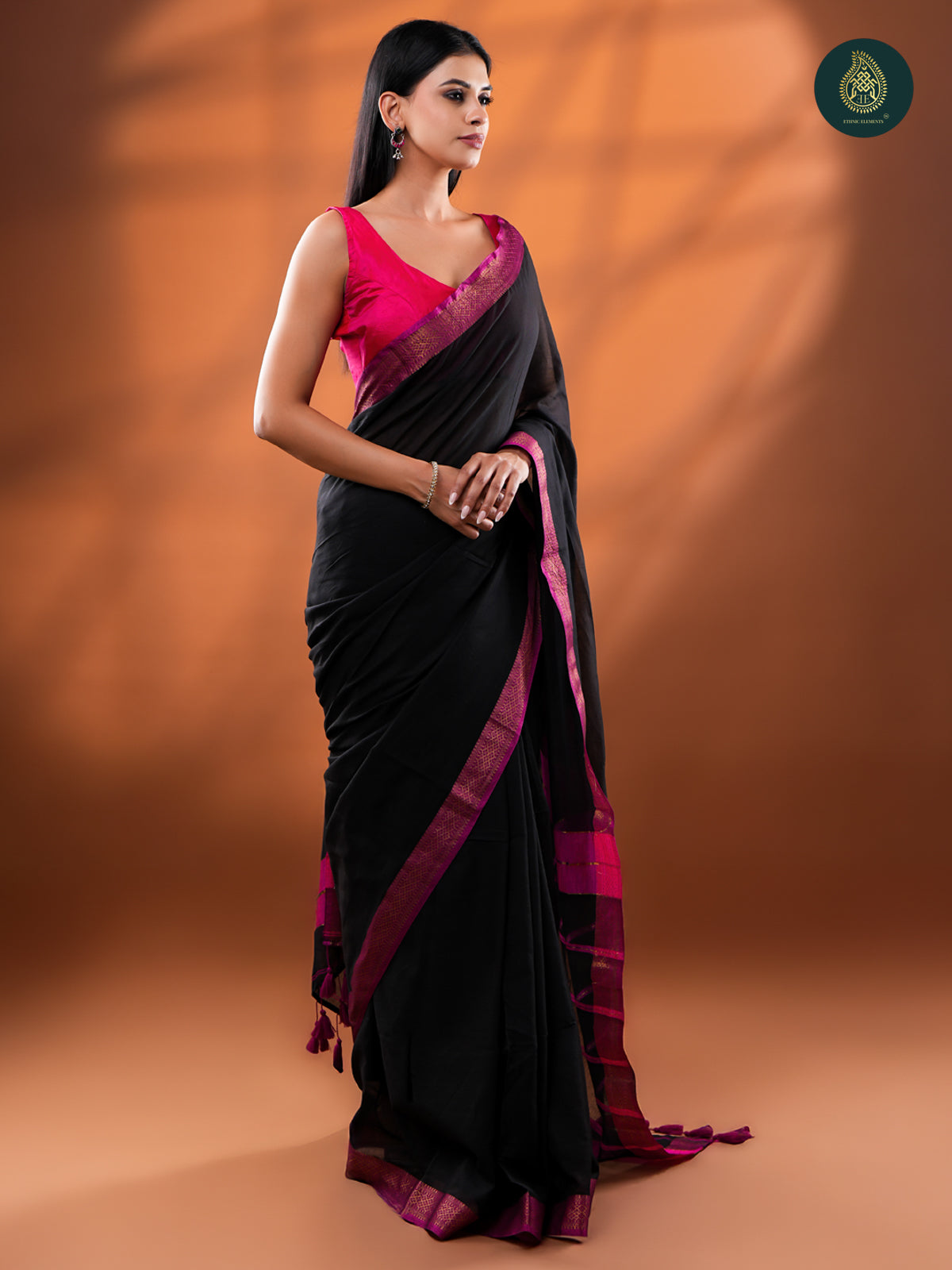 Midnight Raven - Mul Cotton Saree