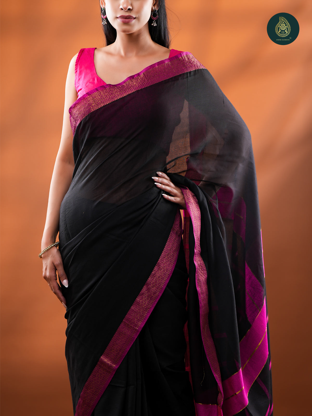 Midnight Raven - Mul Cotton Saree