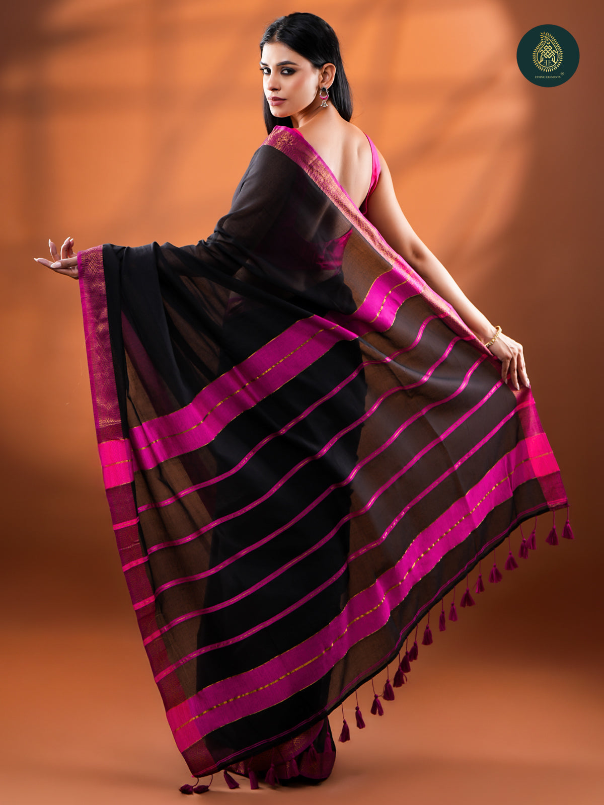 Midnight Raven - Mul Cotton Saree