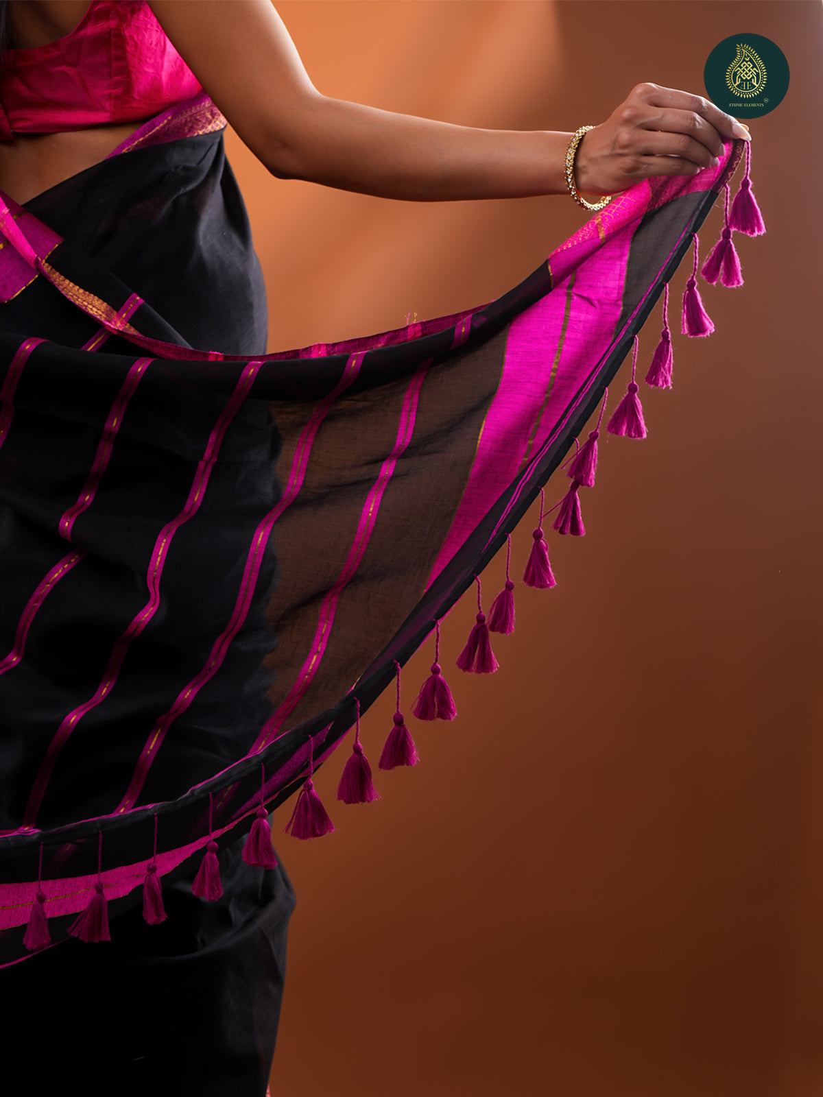 Midnight Raven - Mul Cotton Saree