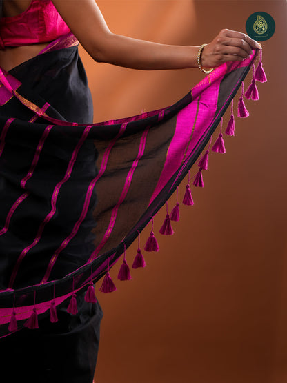 Midnight Raven - Mul Cotton Saree