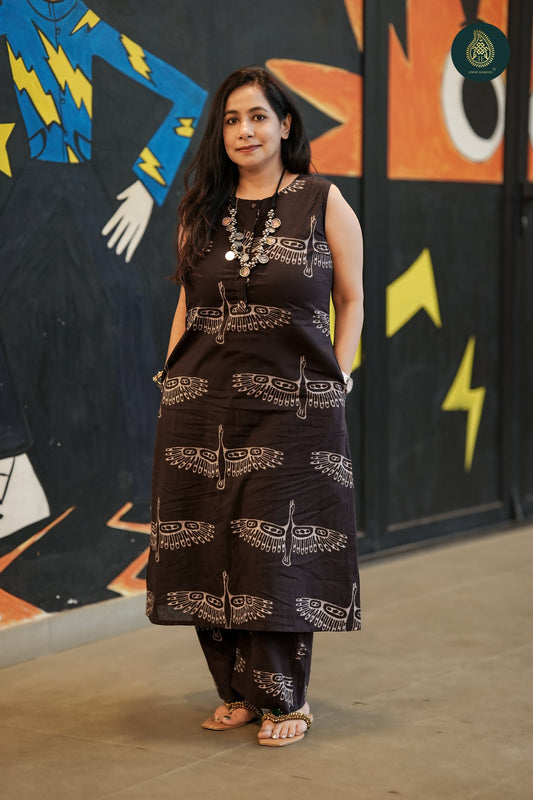 Mythical Bird Prints - Cotton Stitched 2pc Suit Set