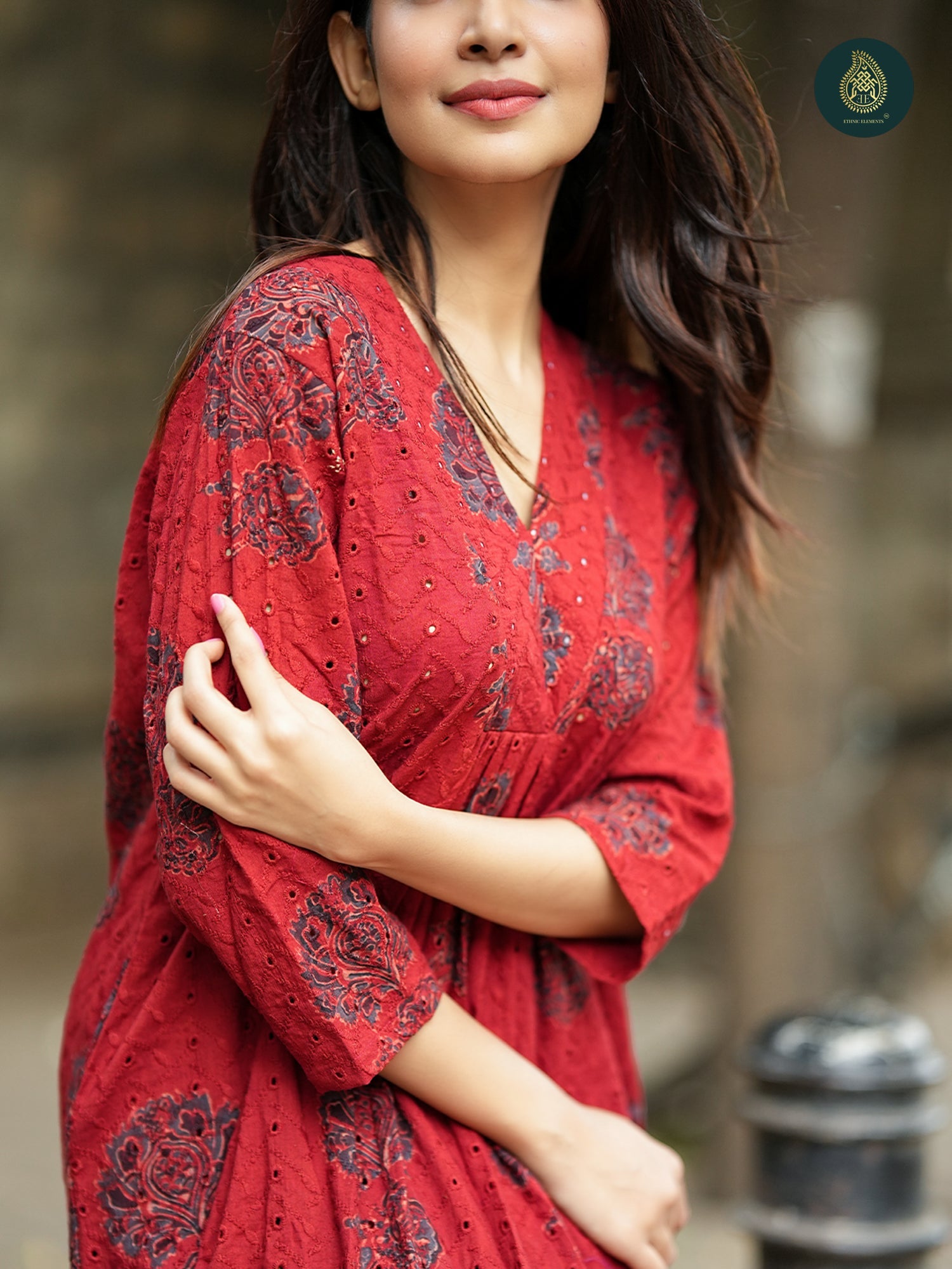 Ajrakh Siyahi - Handblock Ajrakh Hakoba Cotton 2Pc Suit Set