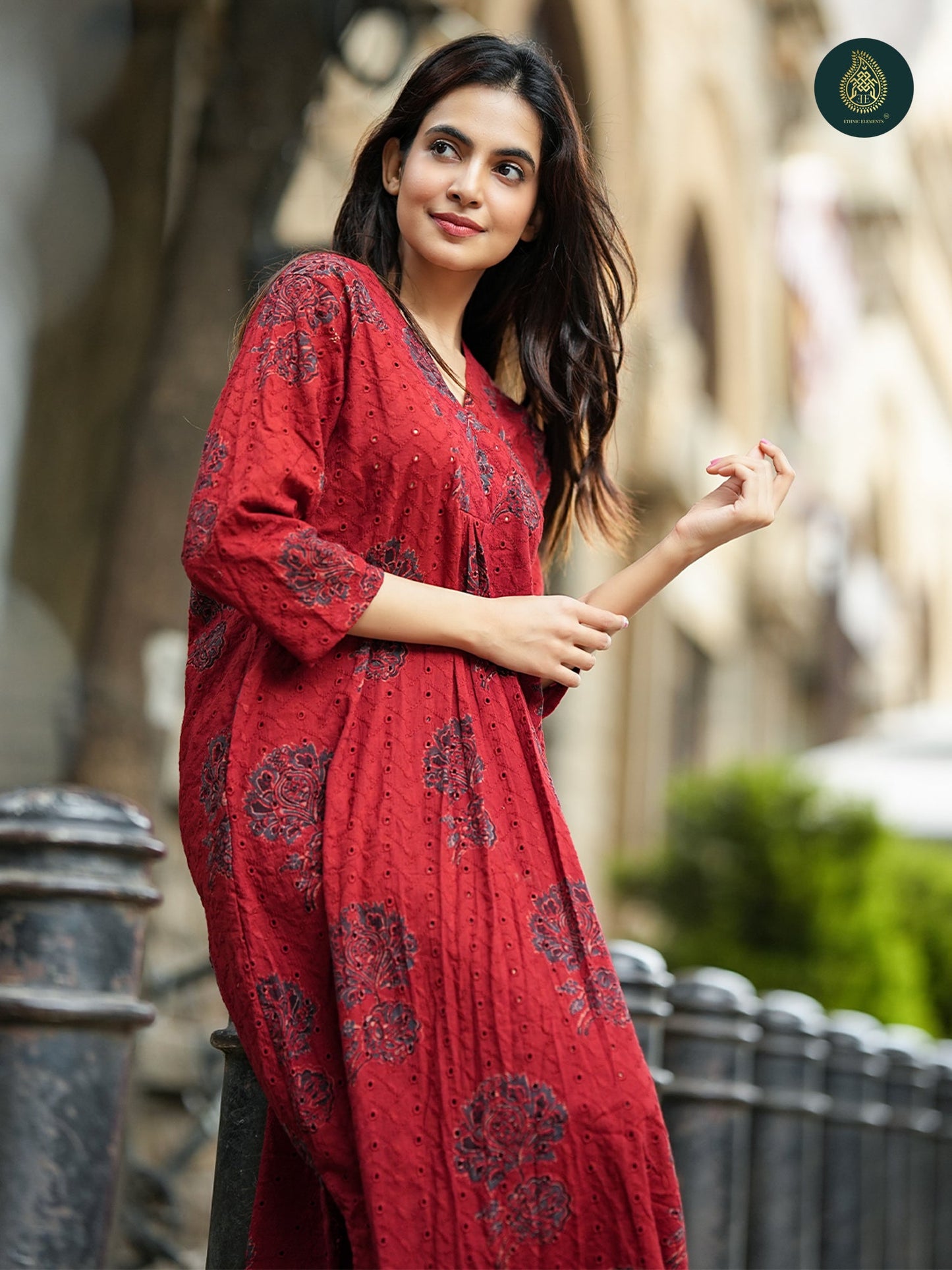 Ajrakh Siyahi - Handblock Ajrakh Hakoba Cotton 2Pc Suit Set