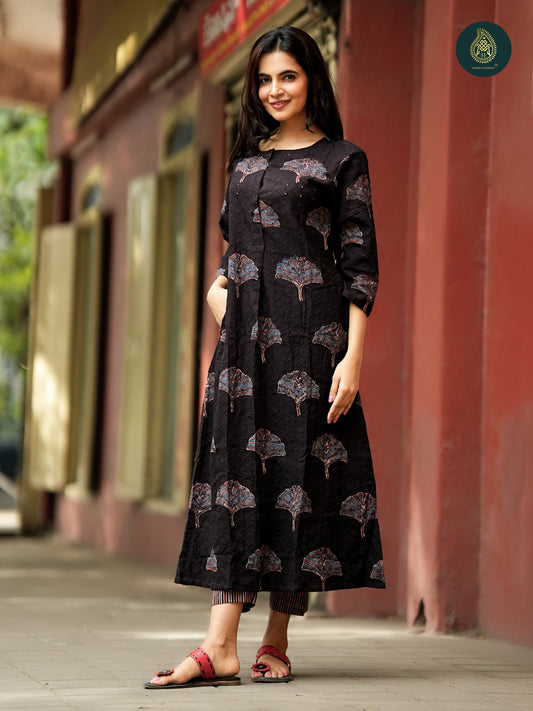 Ajrakh Patti - Handblock Ajrakh Hakoba Cotton 2Pc Suit Set