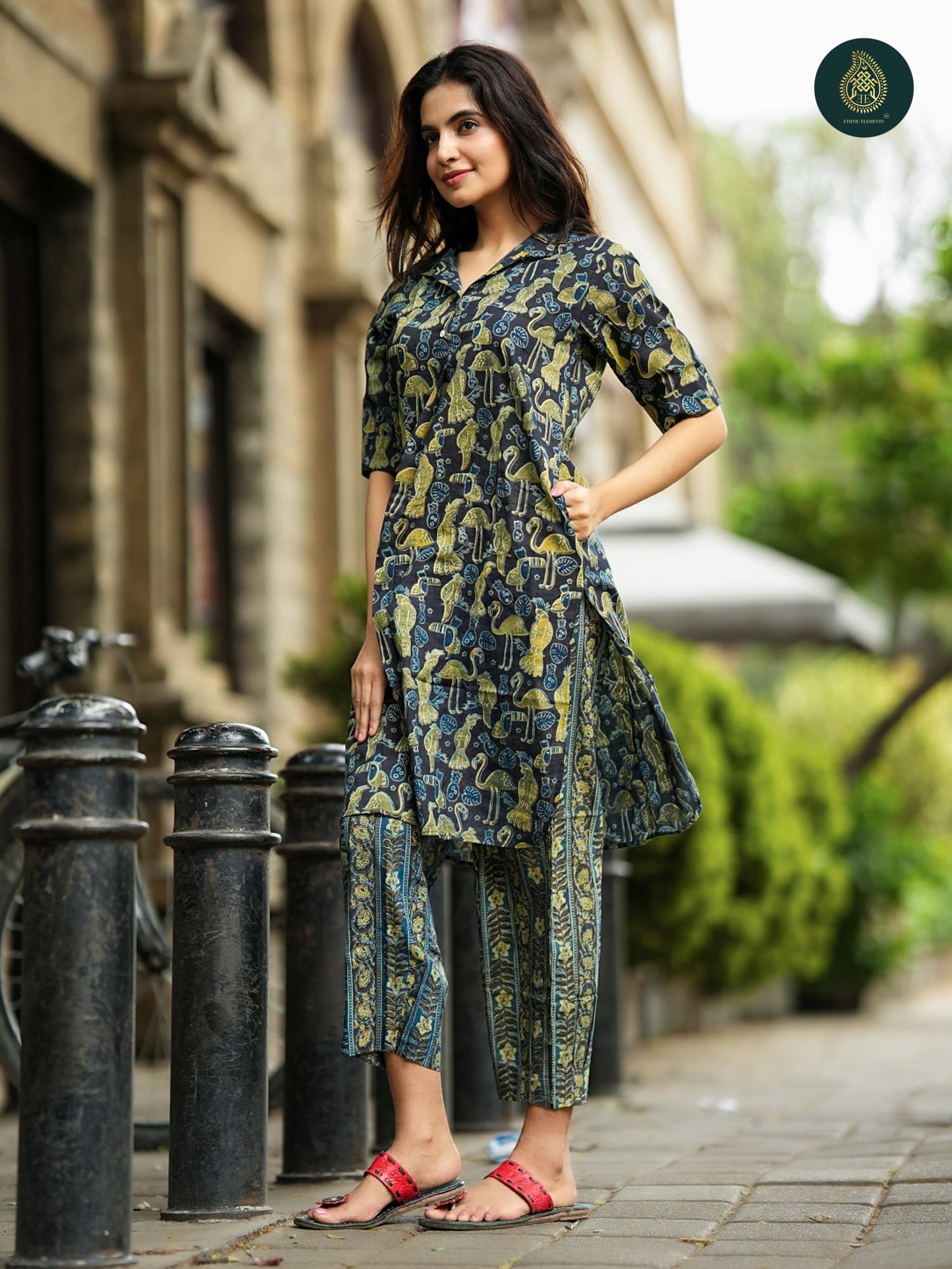 Bagru Flamingo - Handblock Printed Cotton Stitched 2Pc Suit Set