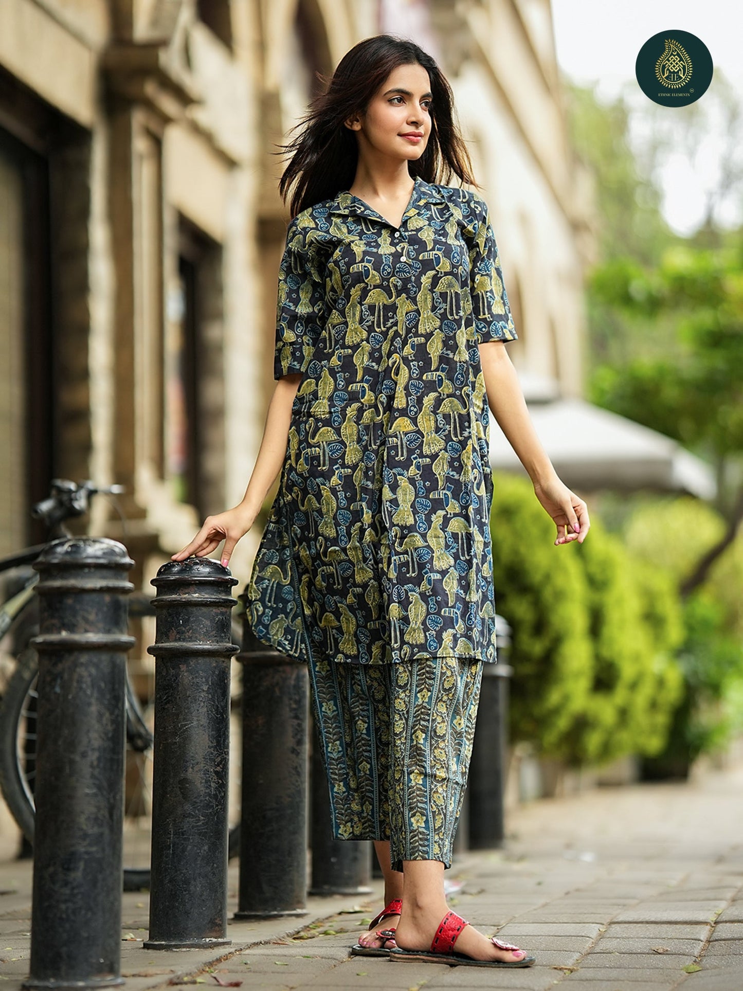 Bagru Flamingo - Handblock Printed Cotton Stitched 2Pc Suit Set
