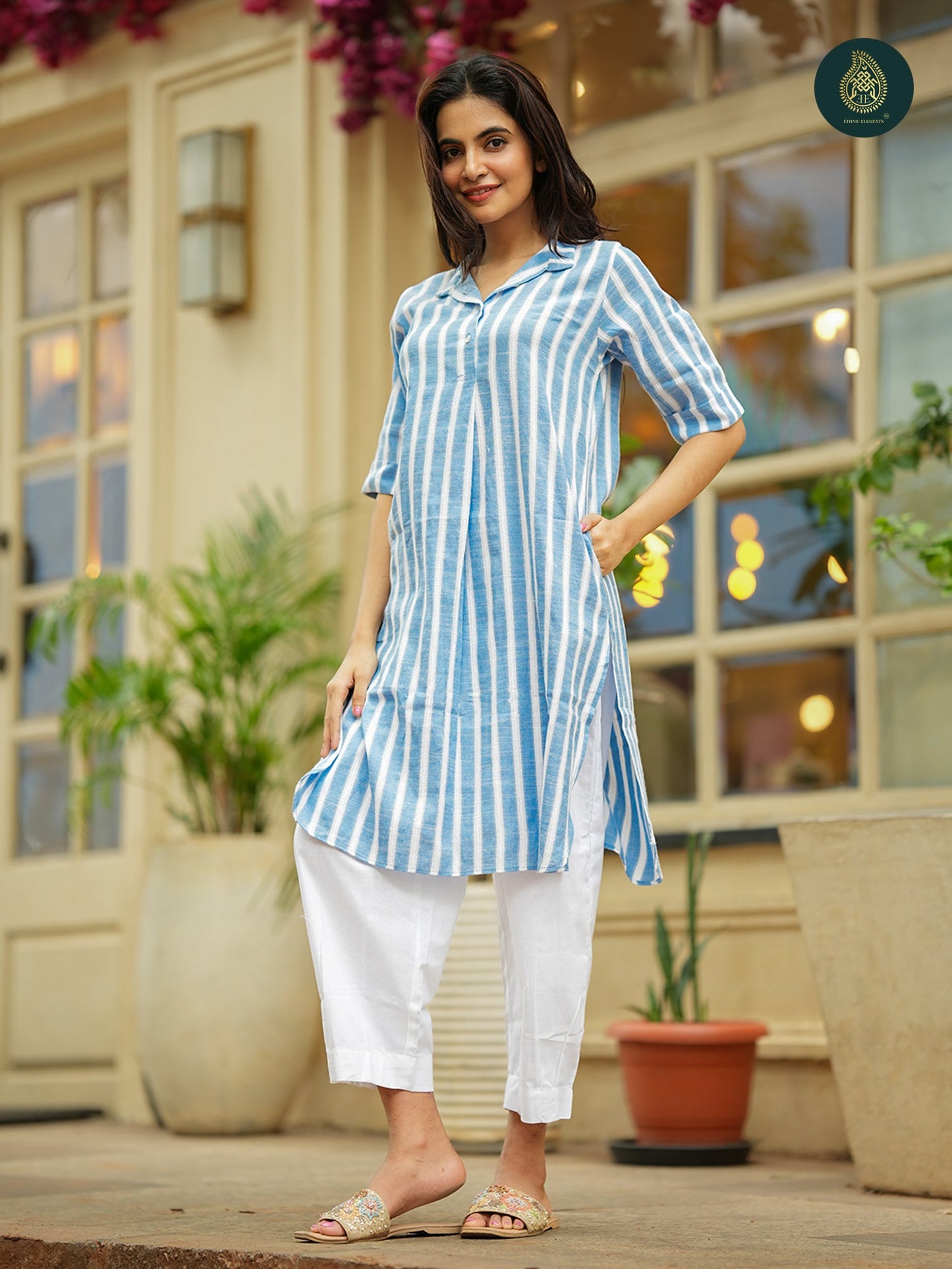 Bumble Stripes - Soft Cotton Lace 2Pc Stitched Suit Set