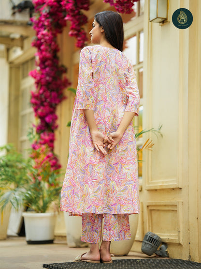 Coral Blush - Cotton Printed 2Pc Stitched Suit Set