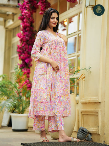 Coral Blush - Cotton Printed 2Pc Stitched Suit Set