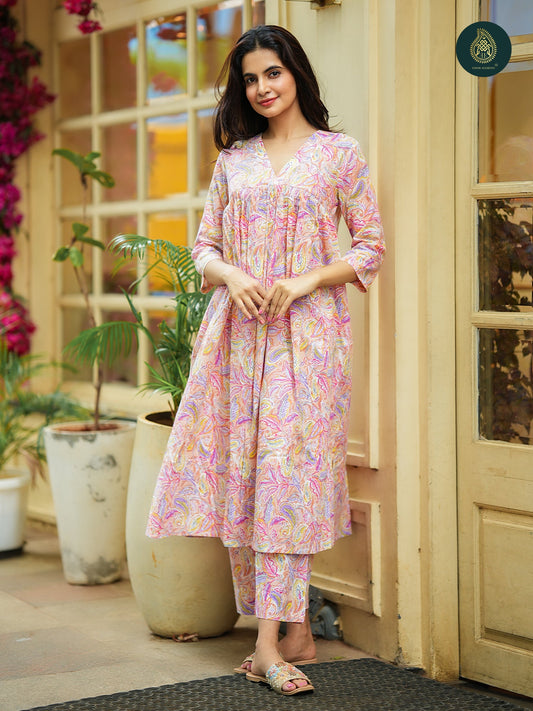 Coral Blush - Cotton Printed 2Pc Stitched Suit Set