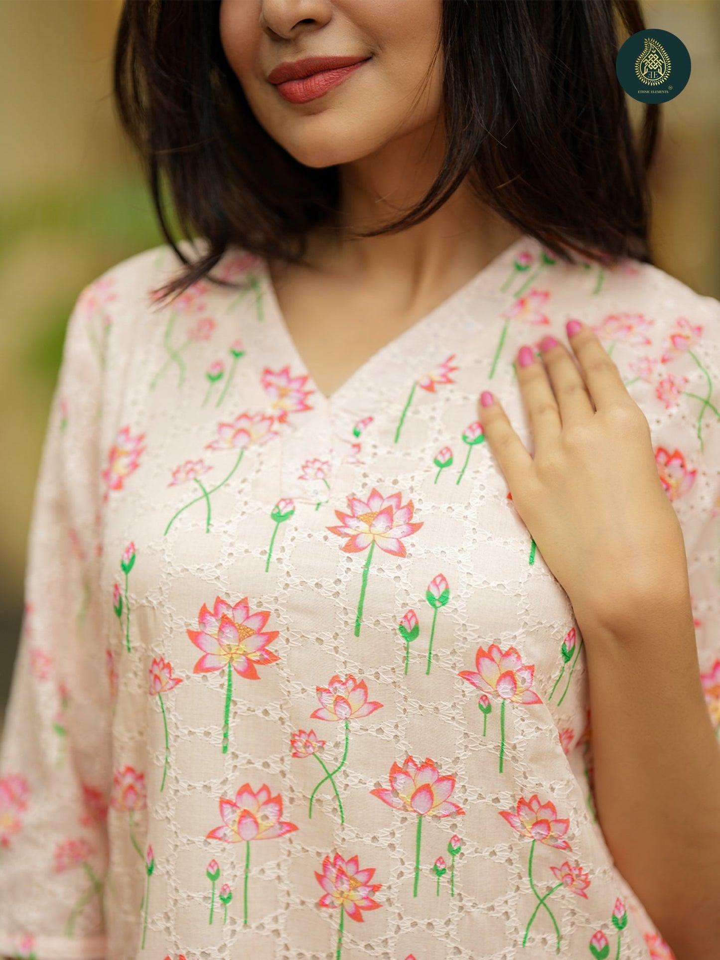 Pichwai Peach Cord Set - Hakoba Cotton 2Pc Set