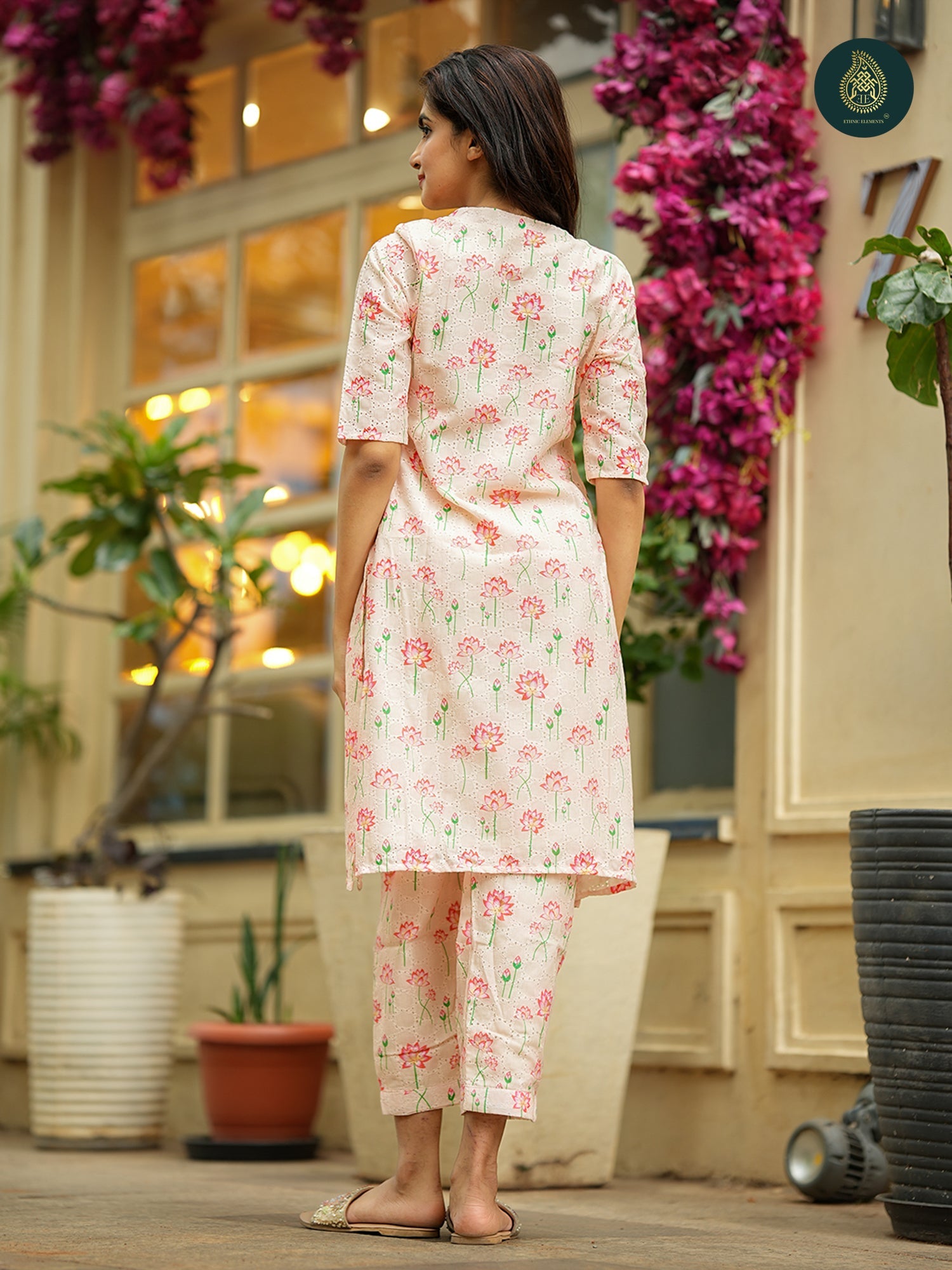 Pichwai Peach Cord Set - Hakoba Cotton 2Pc Set