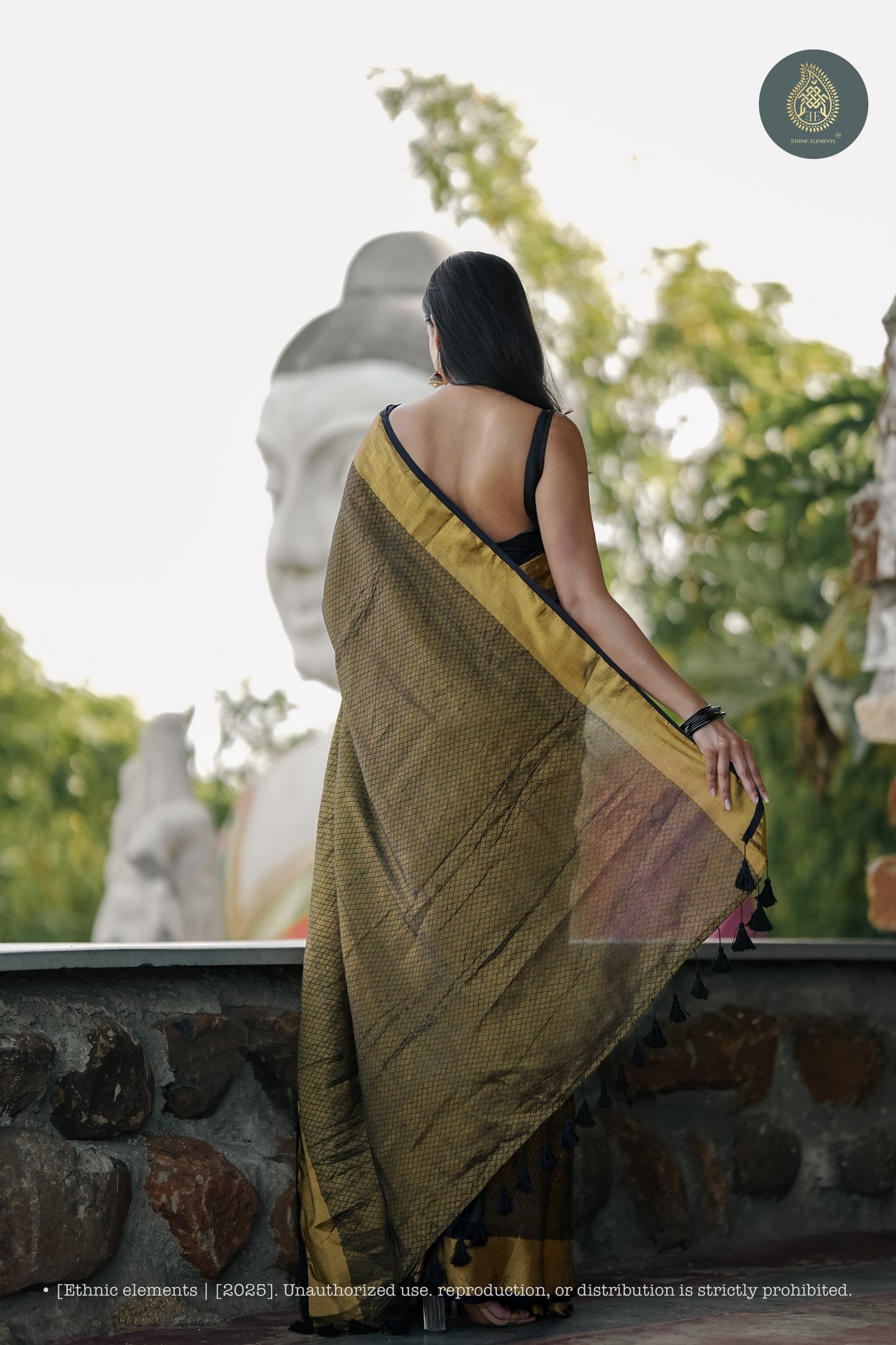 Mul Cotton Zari Jaal Saree Noor Onyx