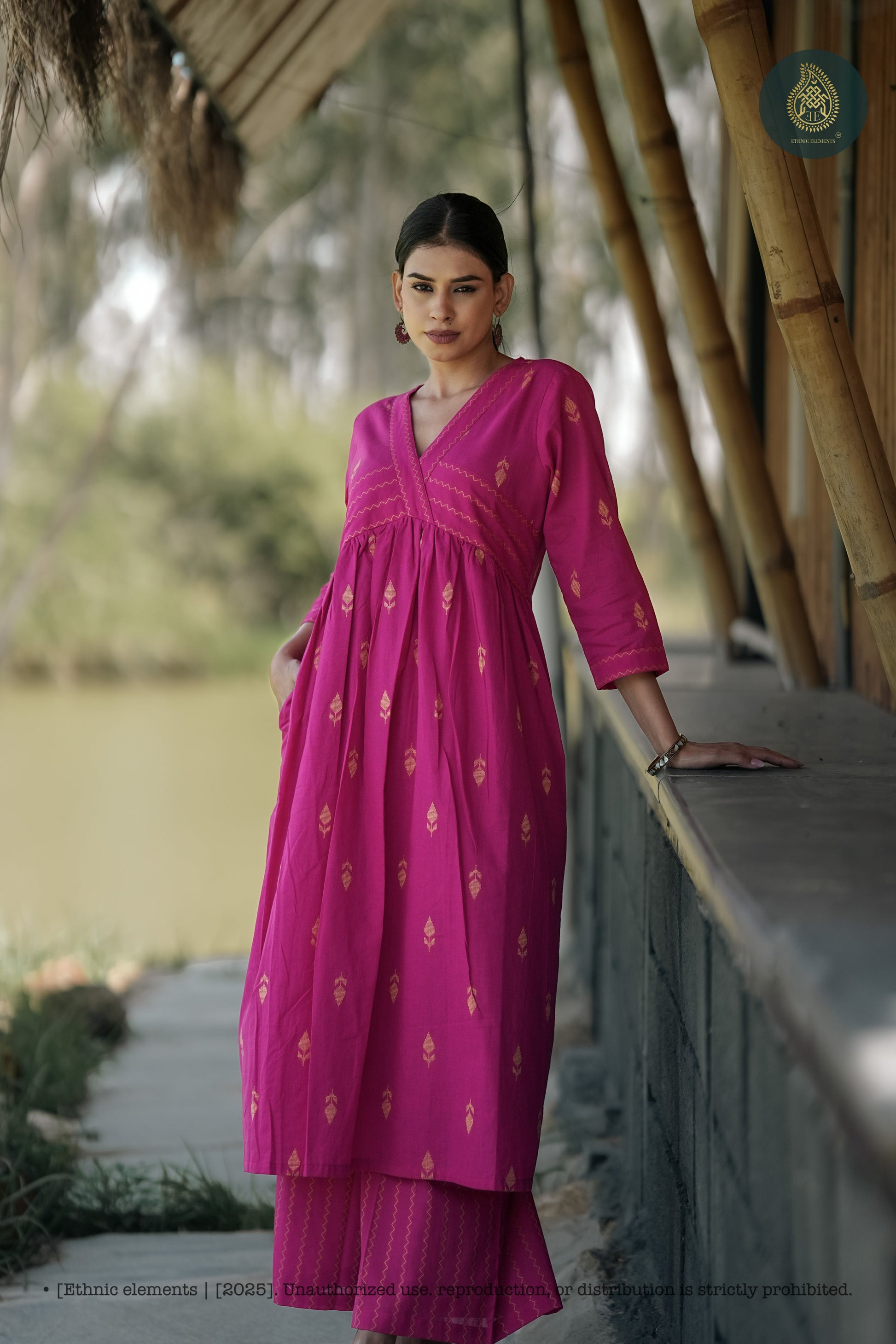 Stitched 2Pc Cotton Suit Set - Rose Ambe