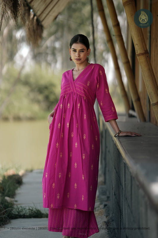 Stitched 2Pc Cotton Suit Set - Rose Ambe