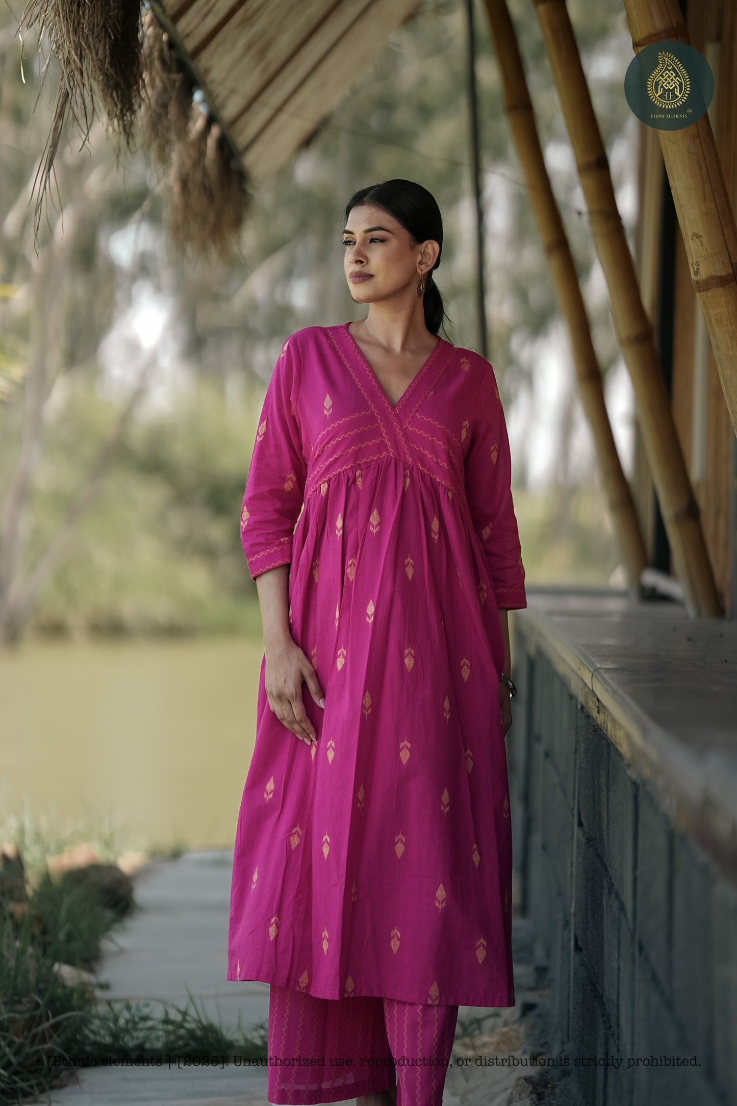 Stitched 2Pc Cotton Suit Set - Rose Ambe