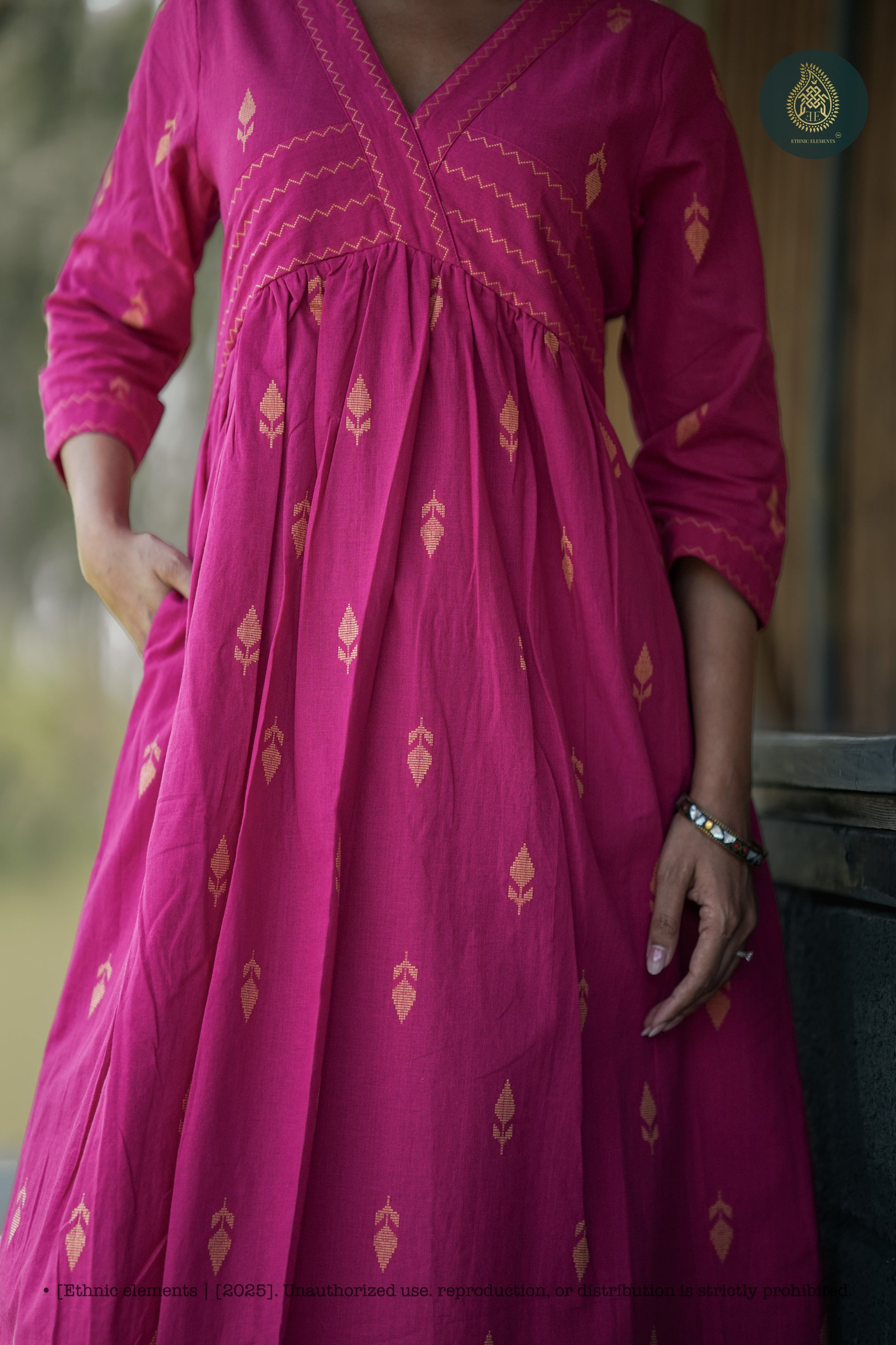 Stitched 2Pc Cotton Suit Set - Rose Ambe