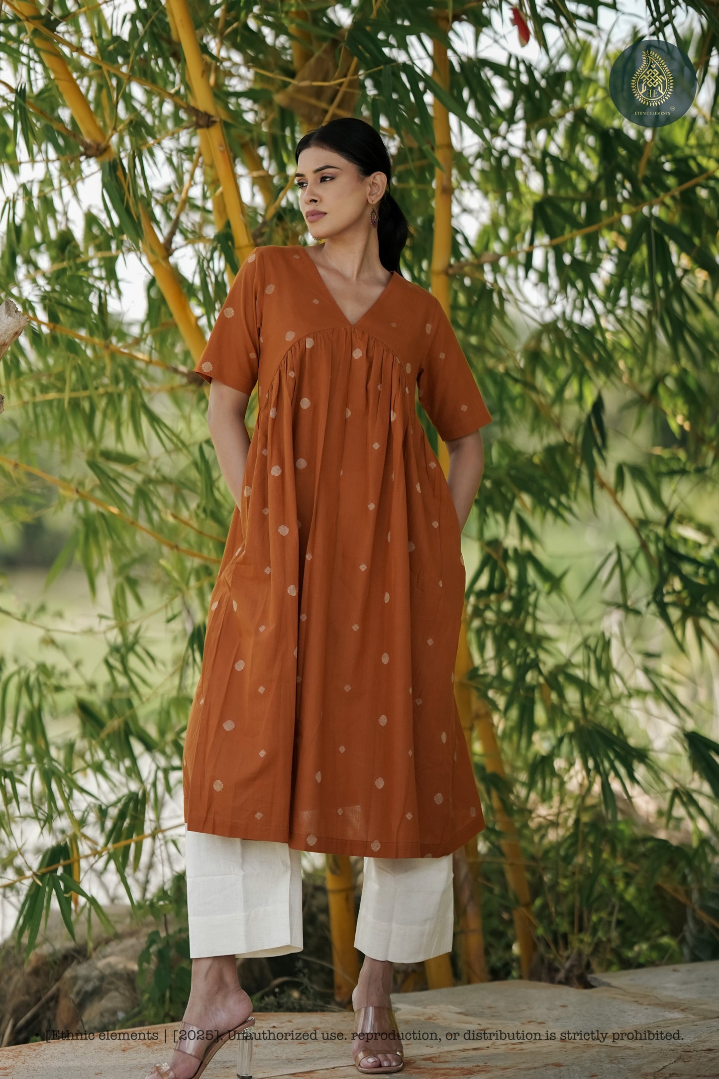 Stitched 2Pc Cotton Suit Set Sienna Dot