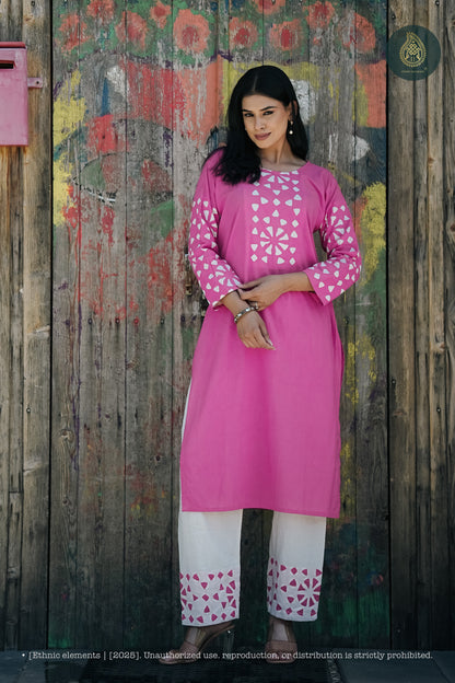 Stitched 2Pc Applique Suit Set - Meher Rose
