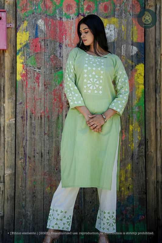 Stitched 2Pc Applique Suit Set - Meher Sage