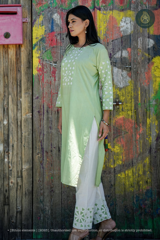 Stitched 2Pc Applique Suit Set - Meher Sage