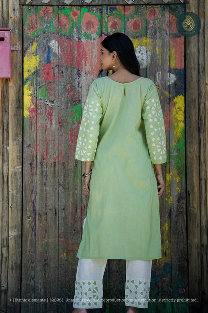 Stitched 2Pc Applique Suit Set - Meher Sage