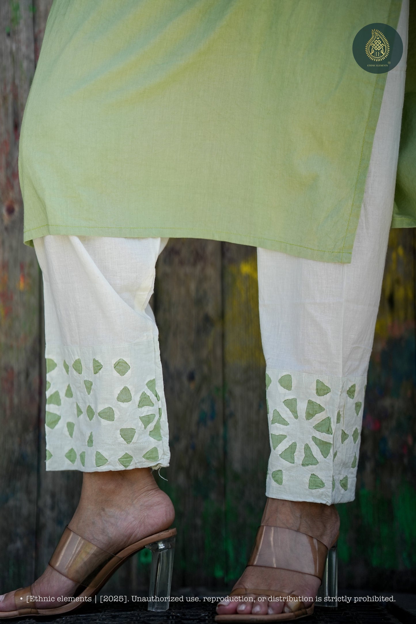 Stitched 2Pc Applique Suit Set - Meher Sage